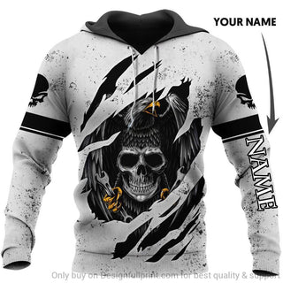 Skull Gift Silver Eagle Wing With Skull Face Personalized Unisex Hoodie LH