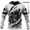 Skull Gift Silver Eagle Wing With Skull Face Personalized Unisex Hoodie LH