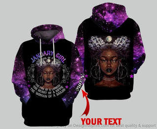 Black Pride Gift For Hippie Purple January Girl The Soul Of A Witch The Fire Of A Lioness The Heart Of A Hippie The Woman Of A Sailor Personalized Unisex Hoodie LH