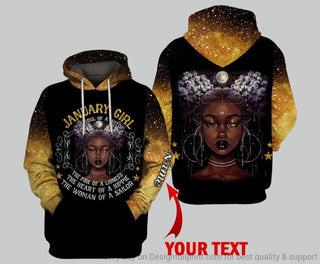 Black Pride Gift For Hippie Yellow January Girl The Soul Of A Witch The Fire Of A Lioness The Heart Of A Hippie The Woman Of A Sailor Personalized Unisex Hoodie LH