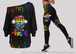 Pride Gift For LGBT LGBT Pride  Love Is Love Off Shoulder Long Sleeves Top and Leggings Set LN