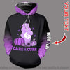 Purple Care And Cure Bear Cancer Personalized US Unisex Hoodie