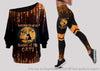Never Mind The Witch Beware Of The Cat Off Shoulder Long Sleeves Top and Leggings Set Gifts For Cat Lovers HG