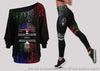 American Grown With Mexican Roots Off Shoulder Long Sleeves Top and Leggings Set