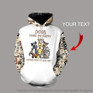 White Dogs Make Me Happy Humans Make My Head Hurt Personalized Unisex Hoodie Gifts For Dog Lovers Gifts For Dog Lovers