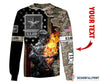 Skull Gift Gift For Army Army Skull Fire Personalized Pullover or Zip Up Hoodie or Long Sleeve Shirt or Fleece Hoodie HG