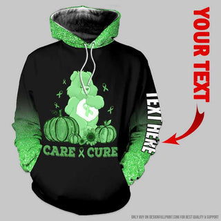 Personalized Green Kidney Cancer Green Gallbladder and Bile Duct Cancer Mental Health Awareness Childhood Depression Liver Cancer Hoodie