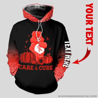HIV Awareness Blood Cancer Care And Cure Bear Personalized US Unisex Hoodie