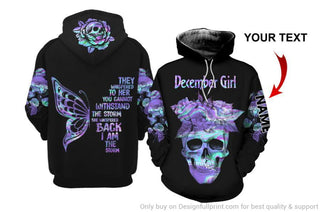 Skull Gift Gift For Butterfly Lover Skull December Girl Butterfly Personalized Unisex Hoodie
