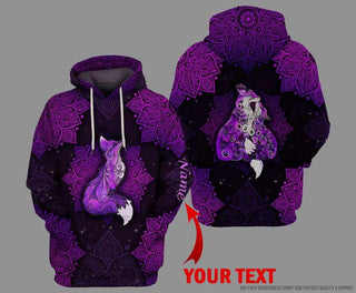 Purple Fox Henna Personalized Pullover Hoodie US Unisex Size HG