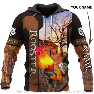 Personalized Rooster On The Farm  Straw Barn Unisex Hoodie Gift For Farmer