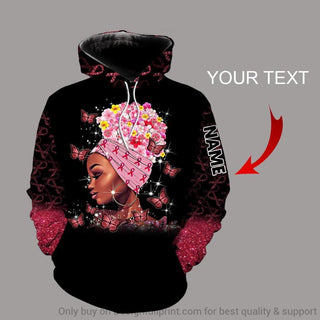 Breast Cancer Beautiful Black Girl Personalized Unisex Hoodie