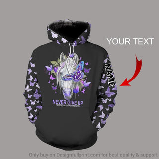 Gift For Horse Lover Fibromyalgia Horses Never Give Up Personalized Unisex Hoodie