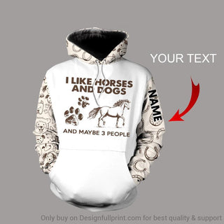 Gift For Horse Lover I Like Horses And Dogs Personalized Unisex Hoodie Gifts For Dog Lovers