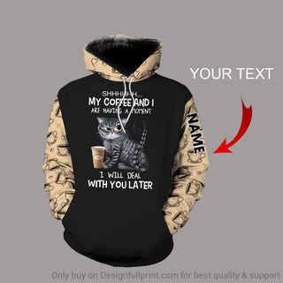 Gift For Mom Cat My Coffee And I Are Having A Moment Personalized Unisex Hoodie Gifts For Cat Lovers