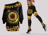 Gift For Hippie Gift For Turtle Lover Sunflower And Turtle Off Shoulder Long Sleeves Top and Leggings Set LH