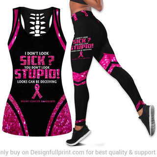 I Dont Look Sick Breast Cancer Awareness Pink Tank Top And Leggings Set