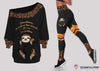 Cute Sloth In Pocket Off Shoulder Long Sleeves Top and Leggings Set LN