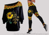 Cross Sunflower Choose To Find Joy In The Journey God Has Set Before Me Off Shoulder Long Sleeves Top and Leggings Set