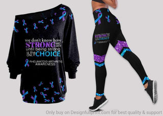 We Dont Know How Strong We Are Rheumatoid Arthritis Awareness Off Shoulder Long Sleeves Top and Leggings Set LN