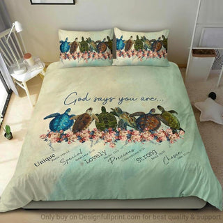 Gift For Turtle Lover Turtles God Said You Are Beautiful Bedding Set