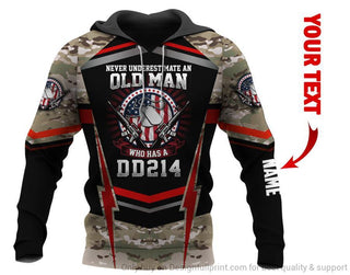 Gift For Army Never Underestimate An Old Man Who Has A DD214 Personalized Unisex Hoodie LH