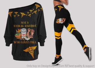 Just A Medical Assistant Off Shoulder Long Sleeves Top and Leggings Set