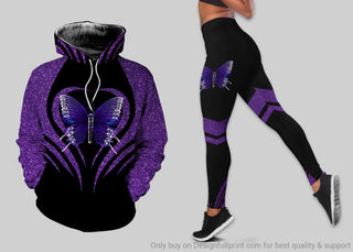 Gift For Butterfly Lover Purple Butterfly Hoodie And Legging Set