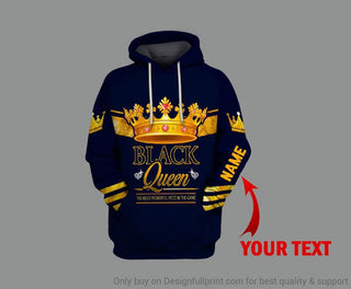 Black Pride Gift For Gamer Blue Black Queen Most Important Piece In The Game Personalized Unisex Hoodie Black And Proud Hoodie