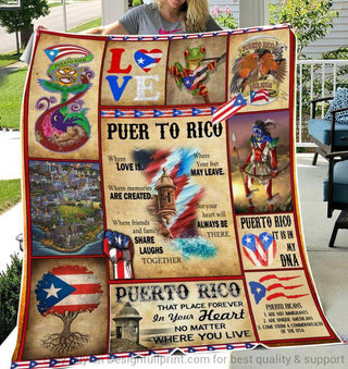 Love Puer To Rico Forever In Your Heart Sherpa and Quilt Blanket LN
