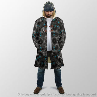 Skull Gift Teal Eyes Screaming Skull Long Coat