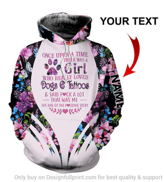 Girl Who Really Loved Dog And Tattoos Personalized Unisex Hoodie Gifts For Dog Lovers