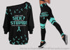 Teal I Dont Look Sick Looks Can be Deceiving Off Shoulder Long Sleeve Top and Leggings Set