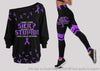 Purple I Dont Look Sick Looks Can be Deceiving Off Shoulder Long Sleeve Top and Leggings Set