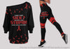 Red I Dont Look Sick Looks Can be Deceiving Off Shoulder Long Sleeve Top and Leggings Set