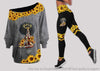 Black Pride Sunflowers Black Queen Off Shoulder Long Sleeves Top and Leggings Set LN Black Power Movement History Prays