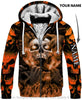 Skull Gift Personalized Orange Eyes Screaming Skull Unisex Fleece Zip Up Hoodie