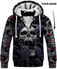 Skull Gift Personalized Red Eyes Screaming Skull Unisex Fleece Zip Up Hoodie