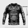 Gift For Viking Lover Black And White Viking Odin Viking Pattern Personalized Unisex Hoodie