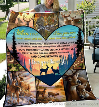 Gift For Hunting Lover I Love You More With Deer Sherpa Blanket