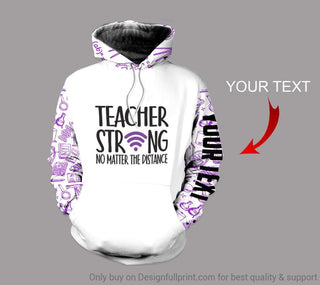 Gift For Teacher Multicolor Teacher Strong No Matter The Distance Personalized Unisex Hoodie
