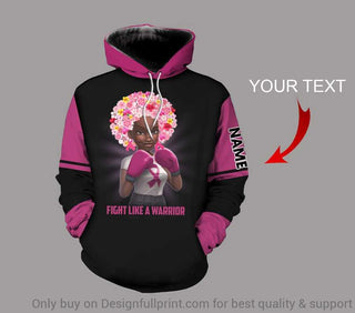 Skull Gift Personalized  Fight Like A Warrior Breast Cancer Awareness Sugar Skull Girl Hoodie