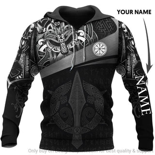 Gift For Viking Lover Viking Patterns Odin Viking Personalized Unisex Hoodie LN