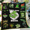 Gift For Hippie Stoner Bear Pothead Care Bear Dont Care Bear Love Bud Quilt And Sherpa Blanket don t care bear blanket HG