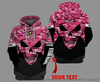 Skull Gift Gift For Army Gift For Mom Personalized Pink Army Mom Skull Unisex Size Hoodie LN