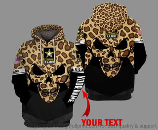 Skull Gift Gift For Army Personalized Leopard Army Skull Unisex Size Hoodie LN