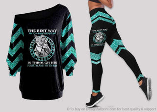 The Way to A Mans Heart Is Through His Fourth And Fifth Off Shoulder Long Sleeves Top and Leggings Set