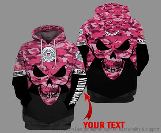 Skull Gift Personalized Pink Skull US Coast Guard Unisex Size Hoodie