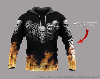 Skull Gift Gift For Army Personalized Fire Army Skull Unisex Size Hoodie LN