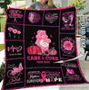 Breast Cancer Awareness Care and Cure Bear Personalized Quilt Blanket HG